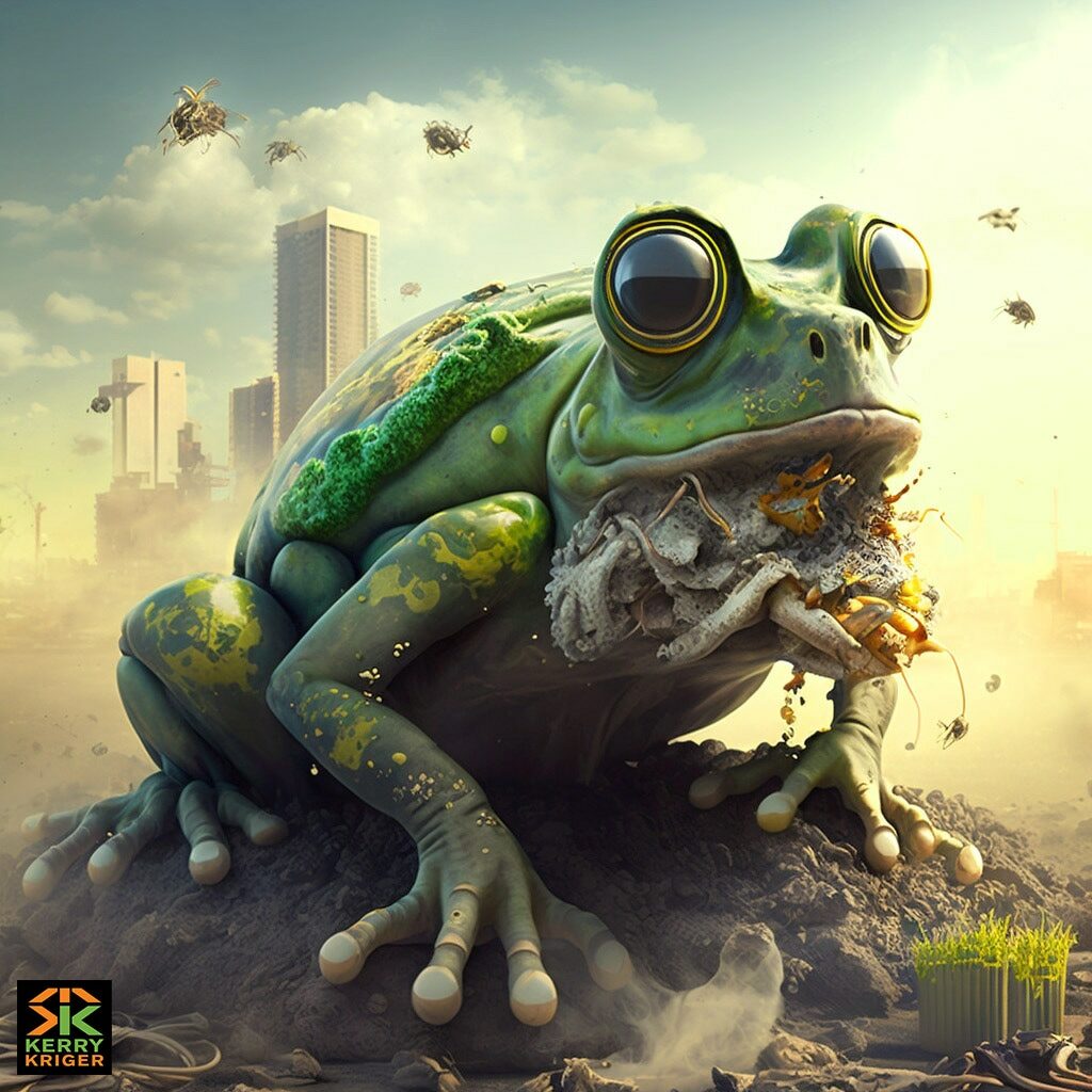 Environmental Destruction Frog Kerry Kriger Midjourney Art 1a 1080 logo