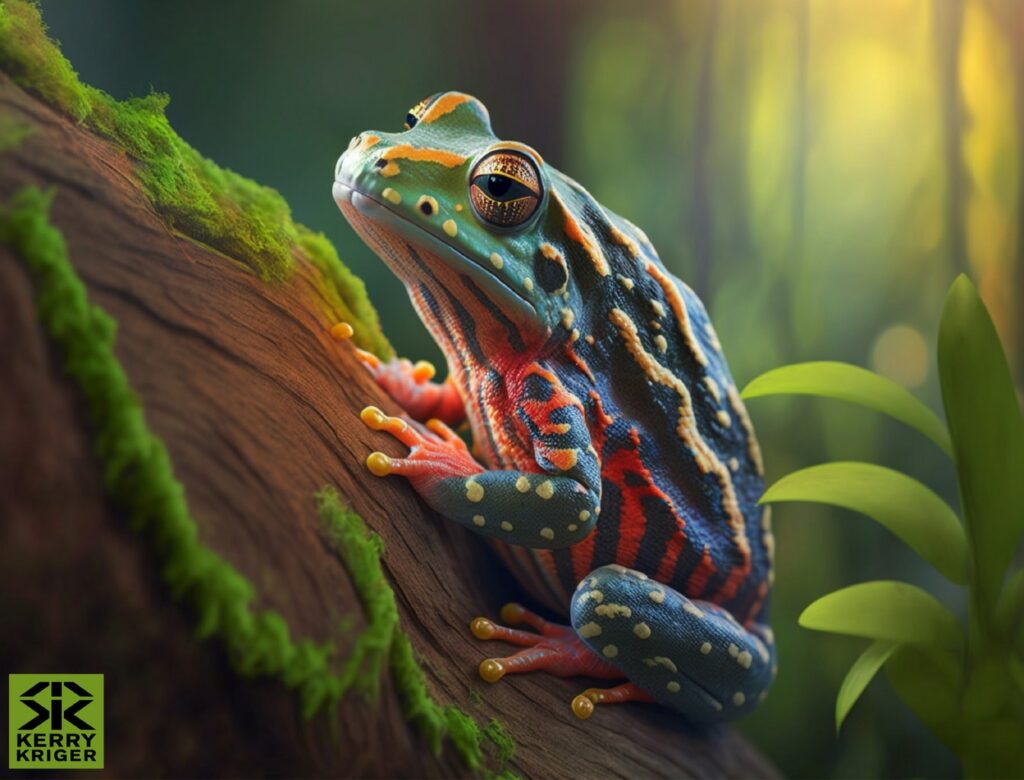 Rainforest Frogs Perched Midjourney Art Kerry Kriger 2 Logo