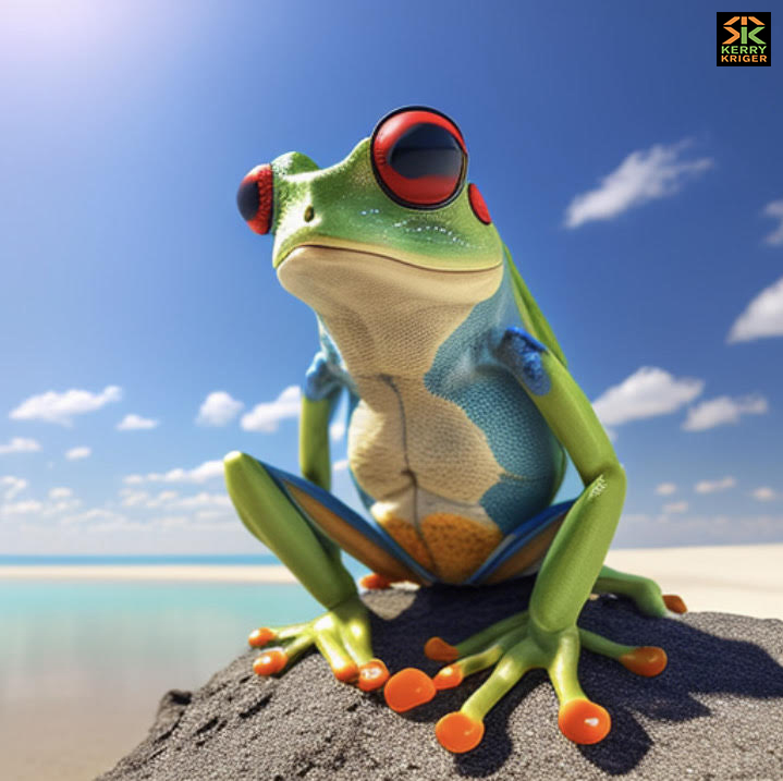 Tropical Beach Frog Kerry Kriger Midjourney Art